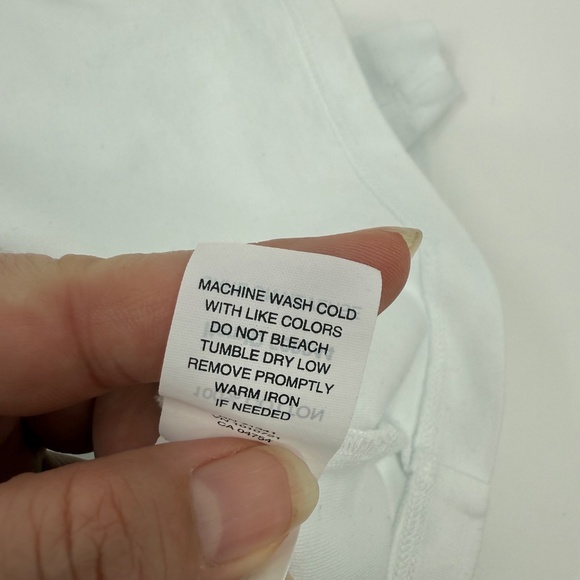 LL Bean Top Women 3X Plus White Jewlneck Tee Elbow Sleeves Cotton Minimalist - Picture 6 of 9